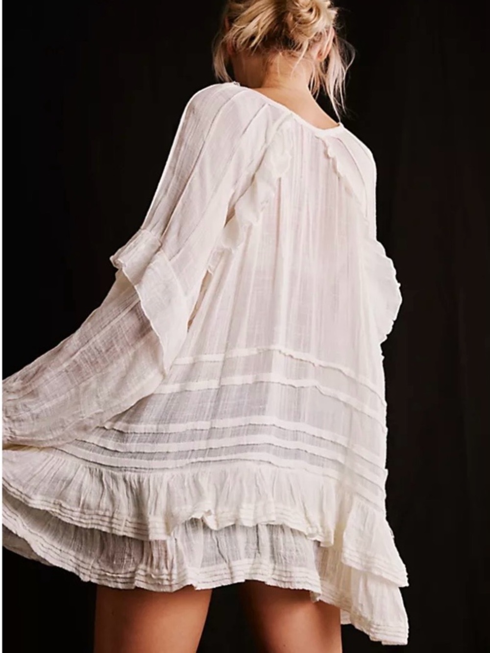 Free People Tamasi Ruffle-Trim V-Neck Tunic White Medium - Picture 7 of 8